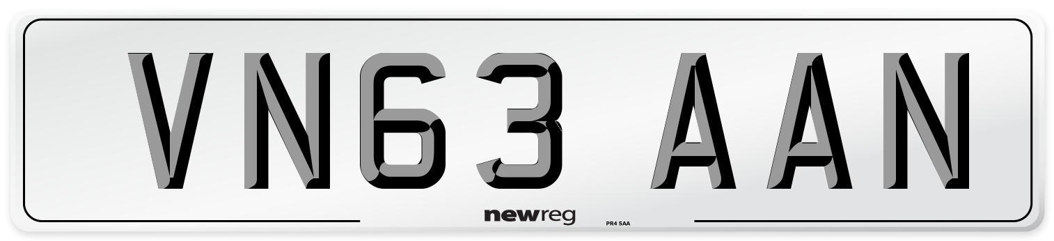 VN63 AAN Number Plate from New Reg